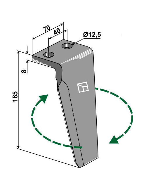 Dent pour herses rotatives, modèle droit