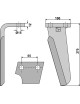 Dent pour herses rotatives, modèle gauche
