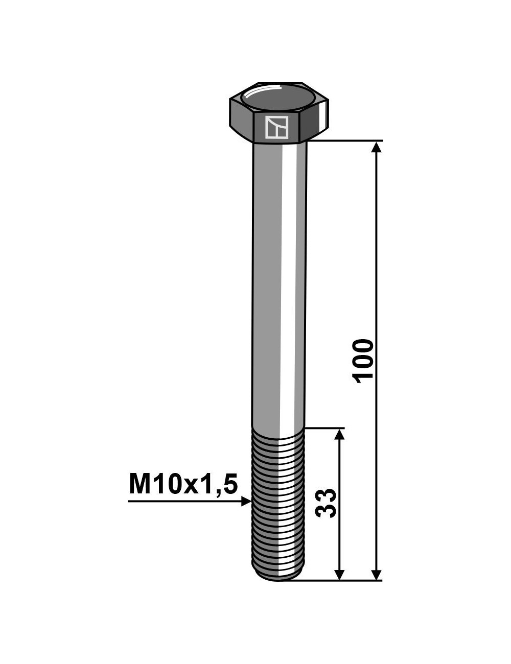 Boulon à tête hexagonale M10 sans écrou