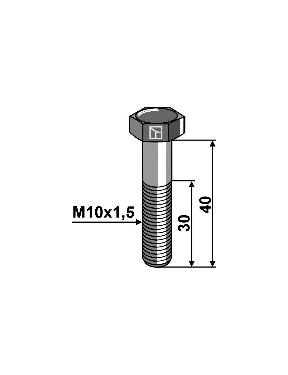 Boulon à tête hexagonale M10 sans écrou