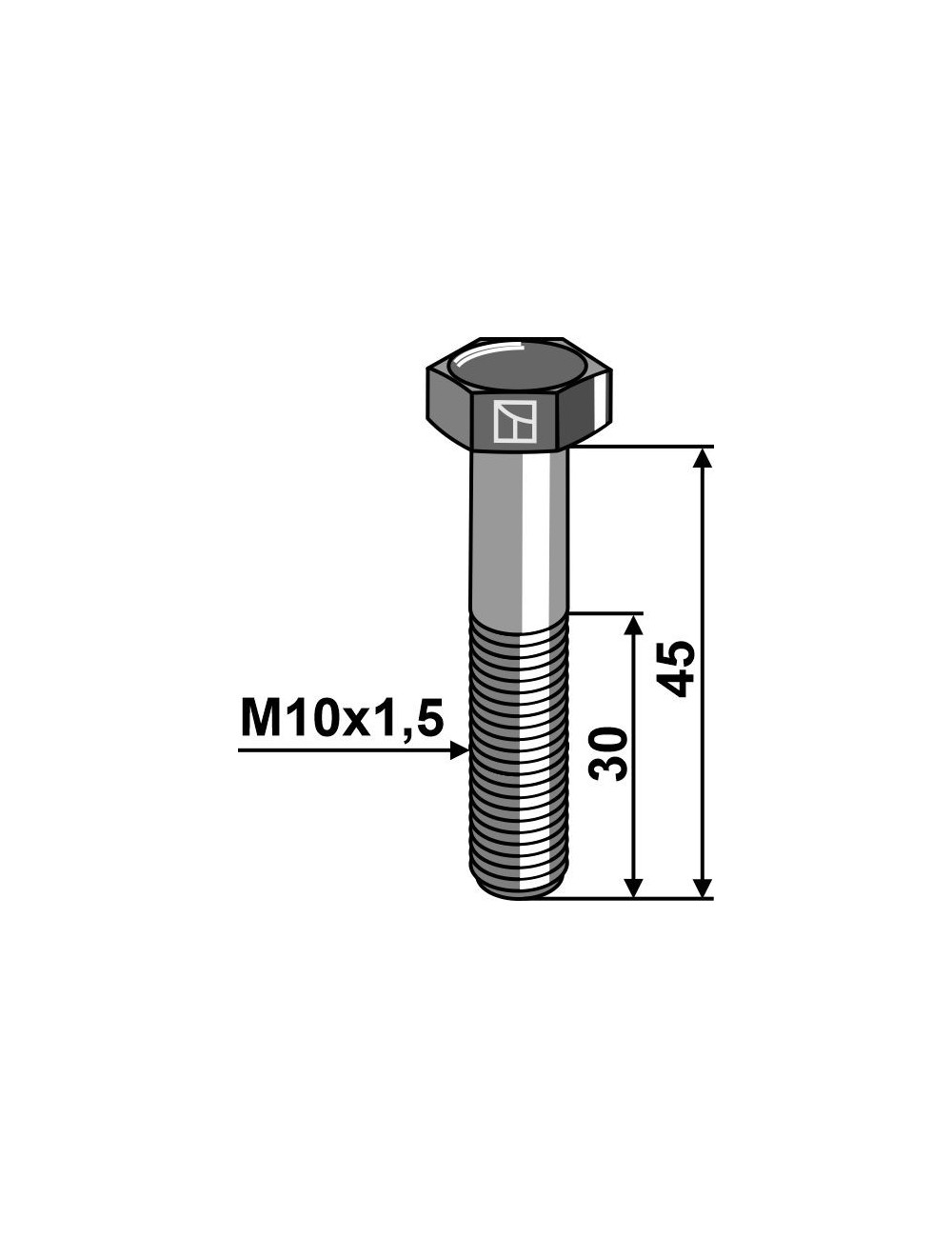 Boulon à tête hexagonale M10 sans écrou