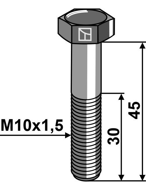 Boulon à tête hexagonale M10 sans écrou