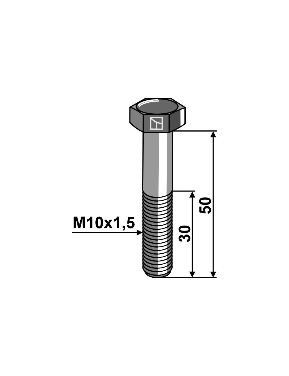 Boulon à tête hexagonale M10 sans écrou