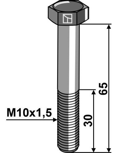 Boulon à tête hexagonale M10 sans écrou