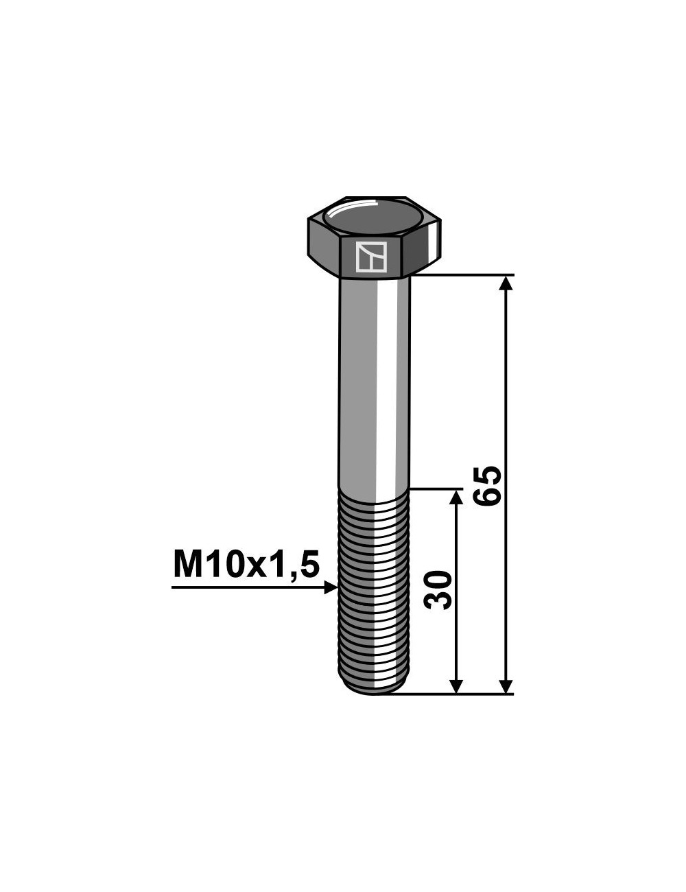 Boulon à tête hexagonale M10 sans écrou