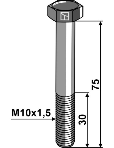 Boulon à tête hexagonale M10 sans écrou