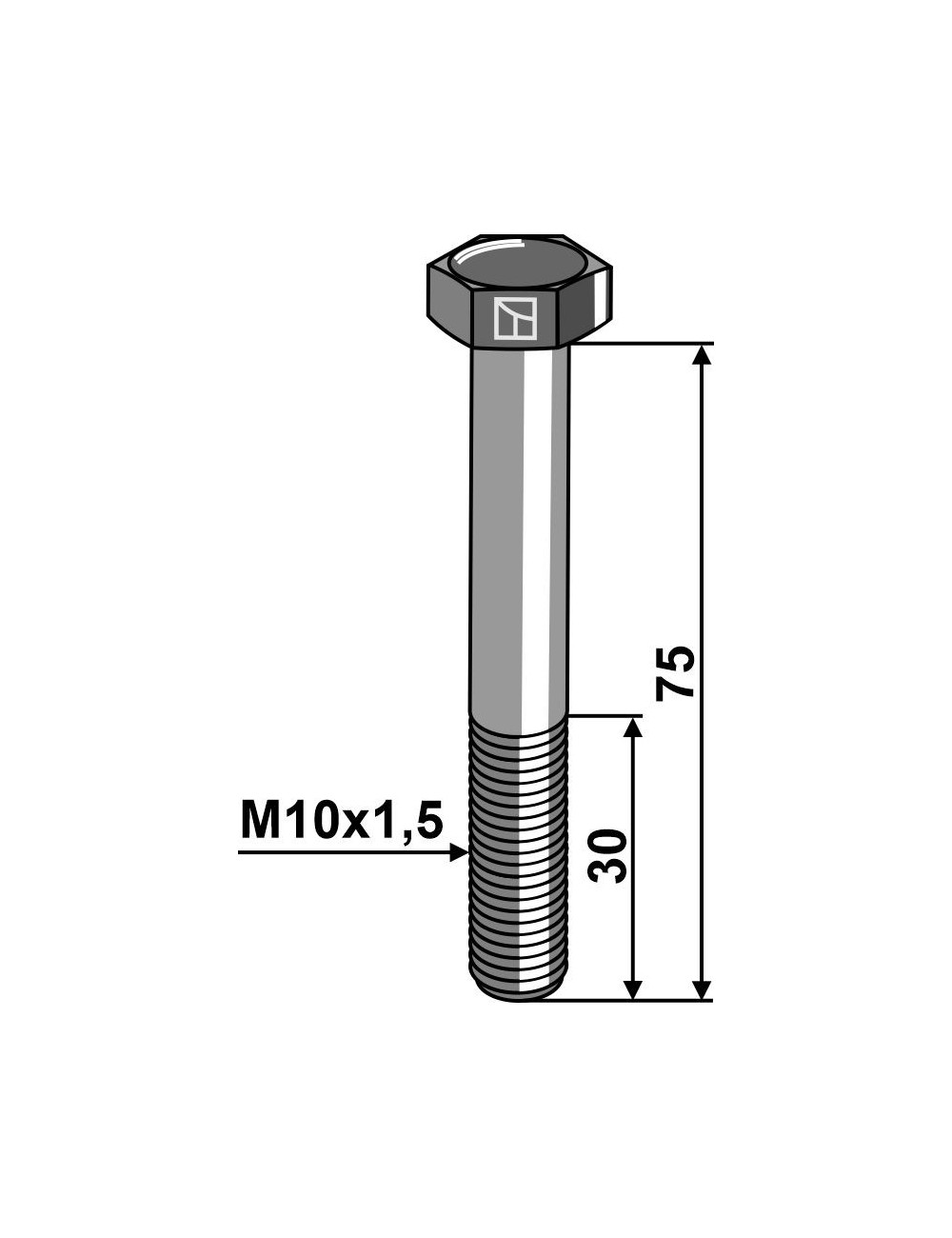 Boulon à tête hexagonale M10 sans écrou