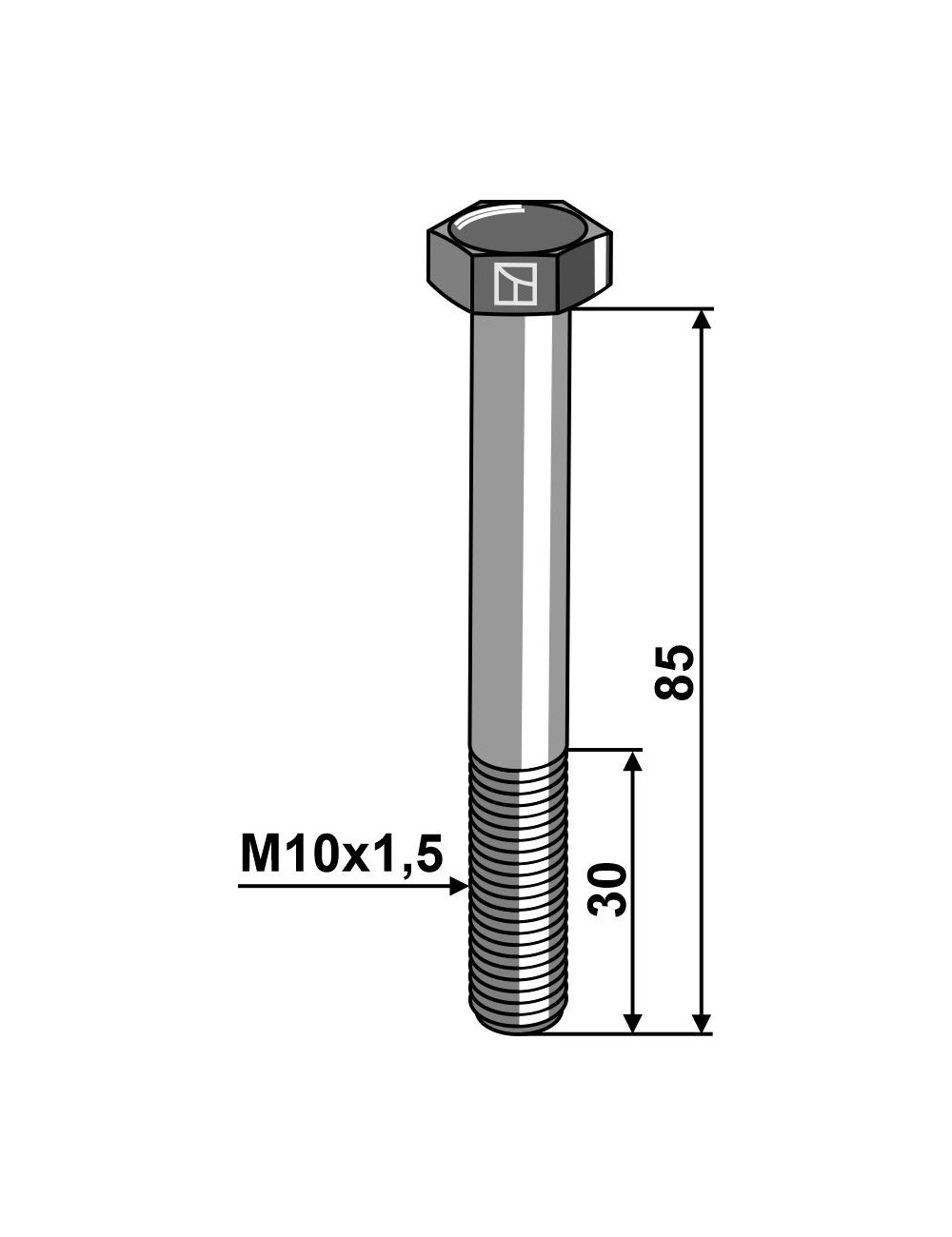 Boulon à tête hexagonale M10 sans écrou