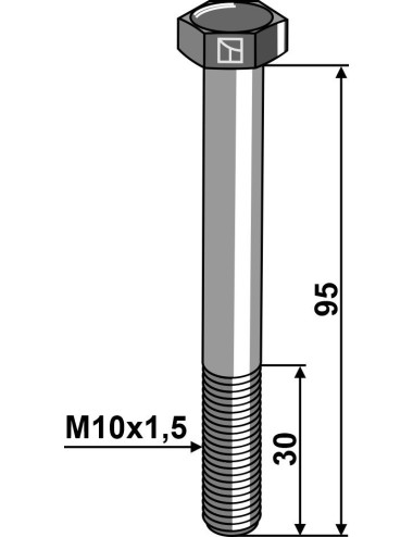 Boulon à tête hexagonale M10 sans écrou