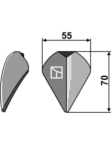 Pointe à souder en acier au bore pour dent de herse, traitée