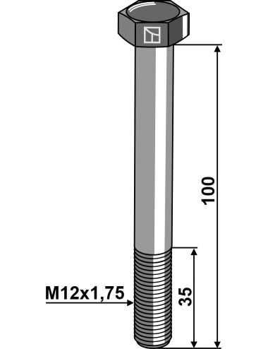 Boulon à tête hexagonale M12 sans écrou