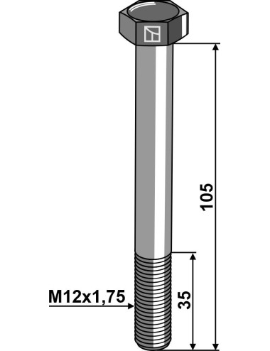 Boulon à tête hexagonale M12 sans écrou