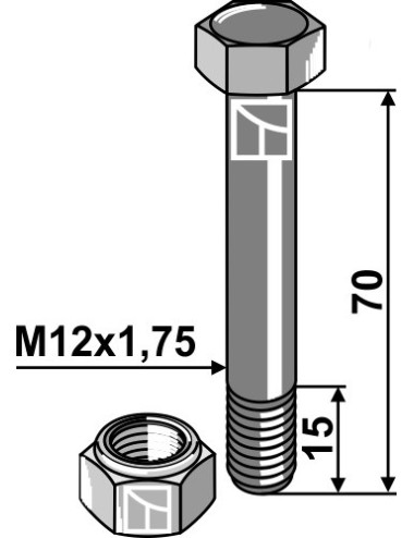 Boulon de sûreté M12 avec écrou à freinage interne