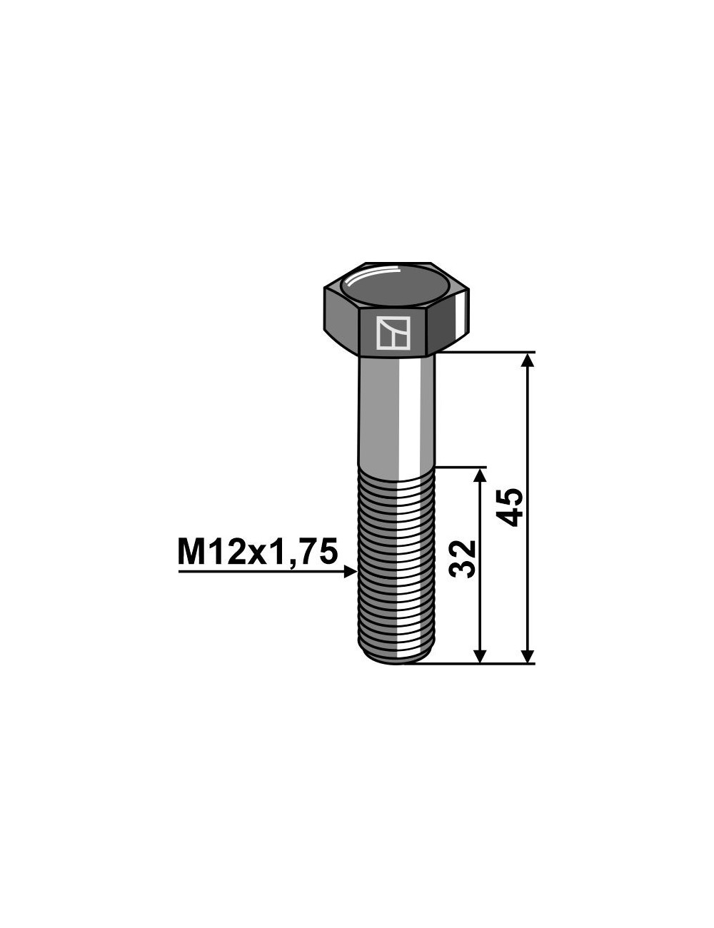 Boulon à tête hexagonale M12 sans écrou