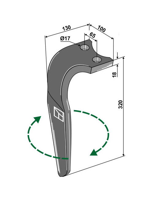 Dent pour herses rotatives, modèle droit