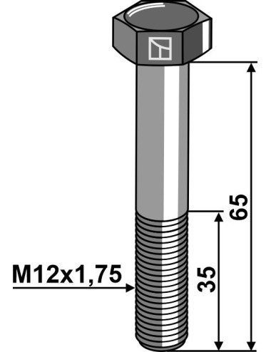 Boulon à tête hexagonale M12 sans écrou