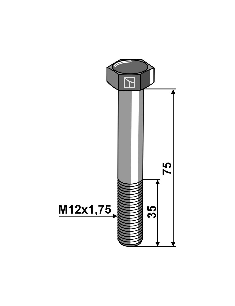 Boulon à tête hexagonale M12 sans écrou