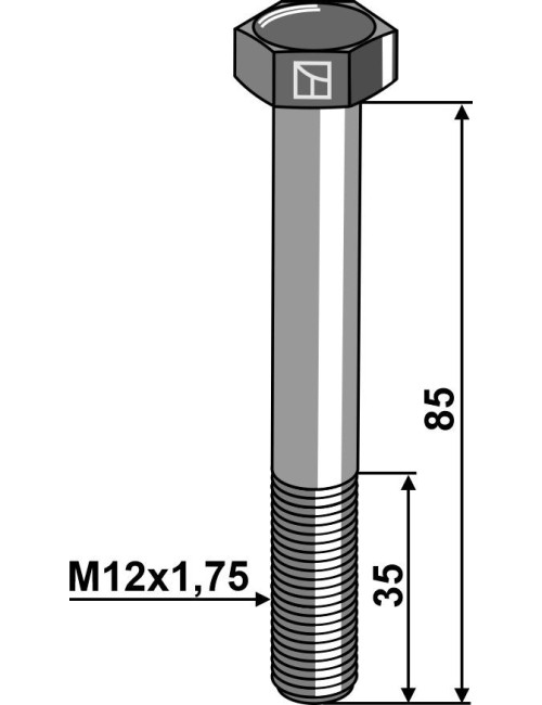 Boulon à tête hexagonale M12 sans écrou