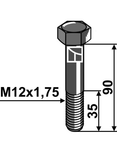 Boulon de machine M12 - DIN931 - 12.9