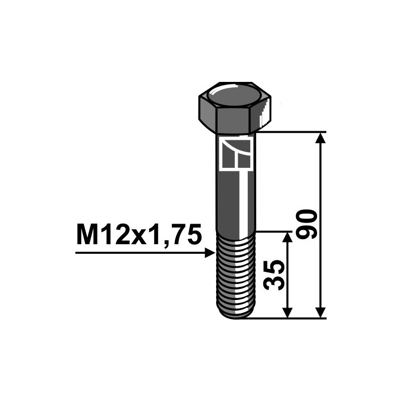 Boulon de machine M12 - DIN931 - 12.9