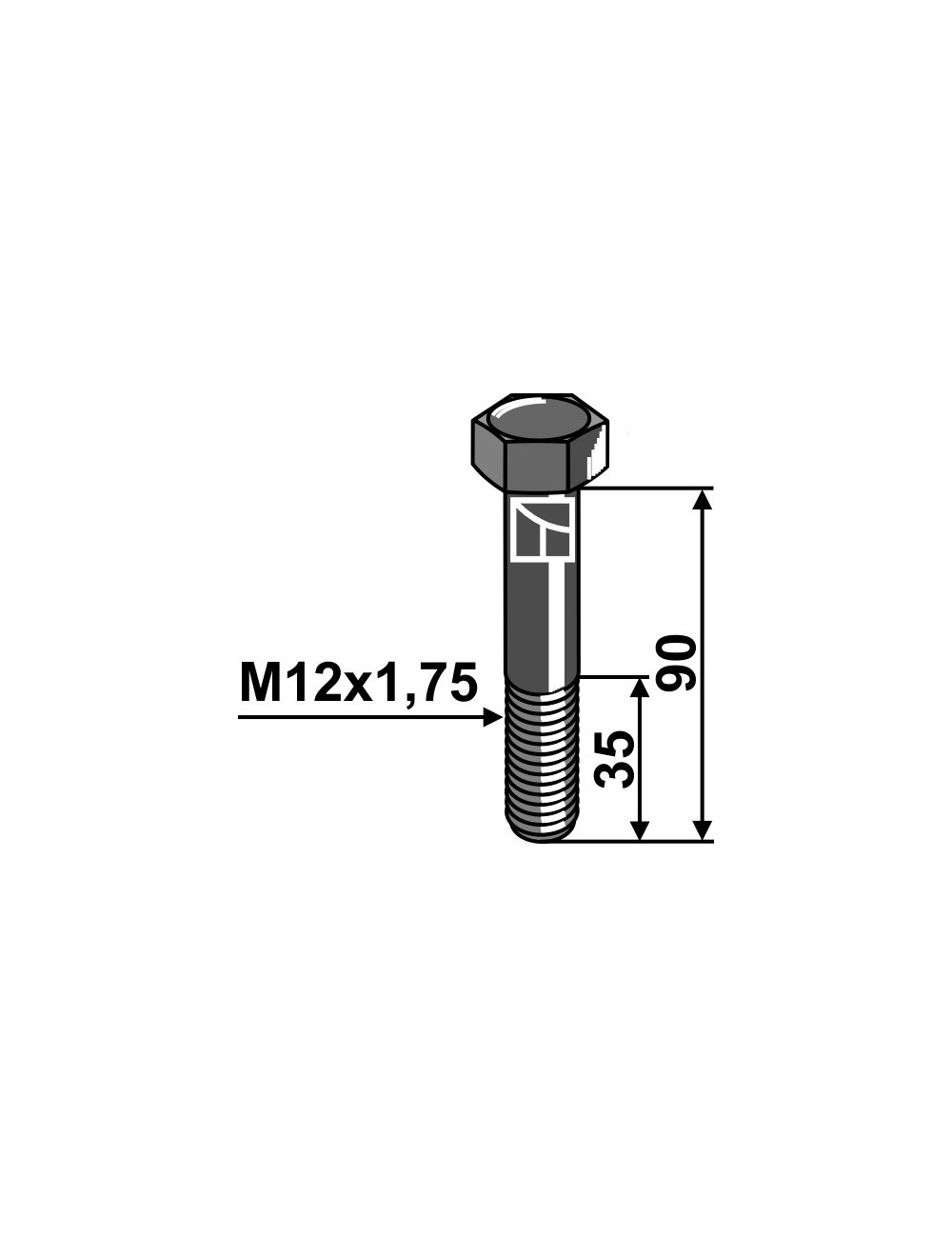 Boulon de machine M12 - DIN931 - 12.9