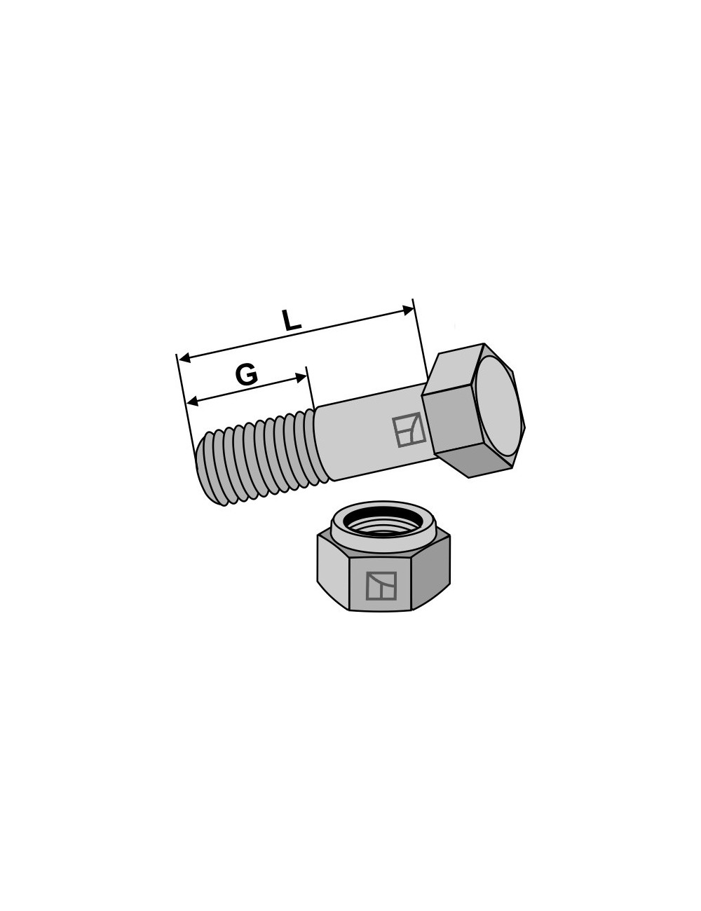 Boulon avec écrou à freinage interne - M12x1,25X45 - 12.9