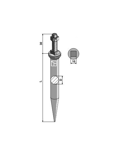 Dent de herse à semaille en acier au bore - de dureté naturelle