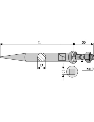 Dent de herse à semaille en acier au bore - traité