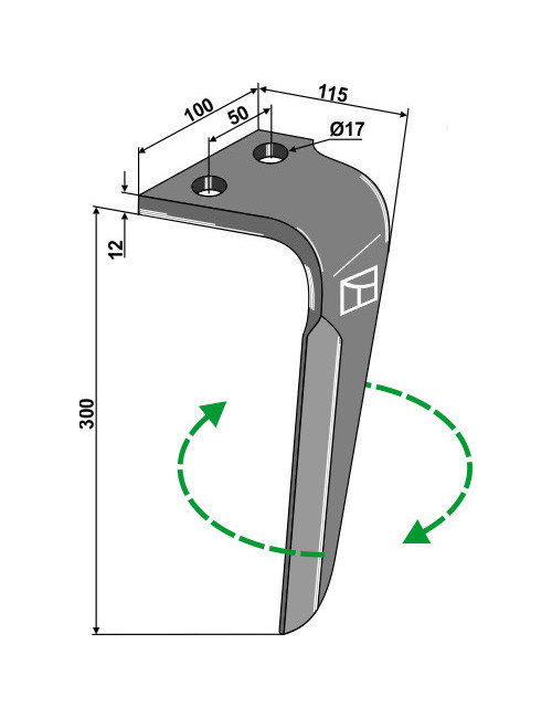 Dent pour herses rotatives, modèle droit