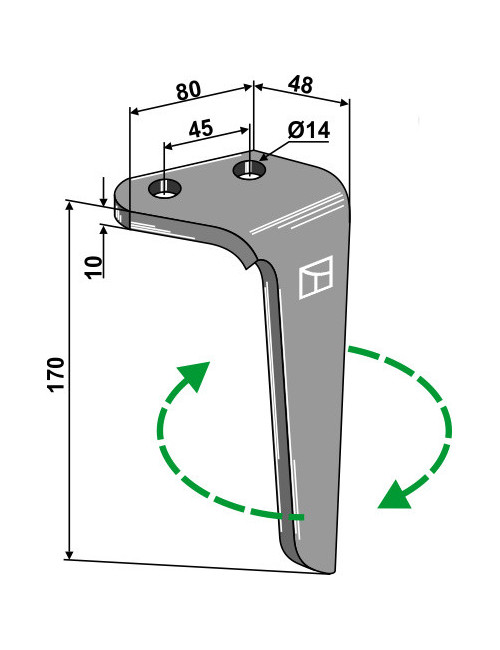 Dent pour herses rotatives, modèle droit