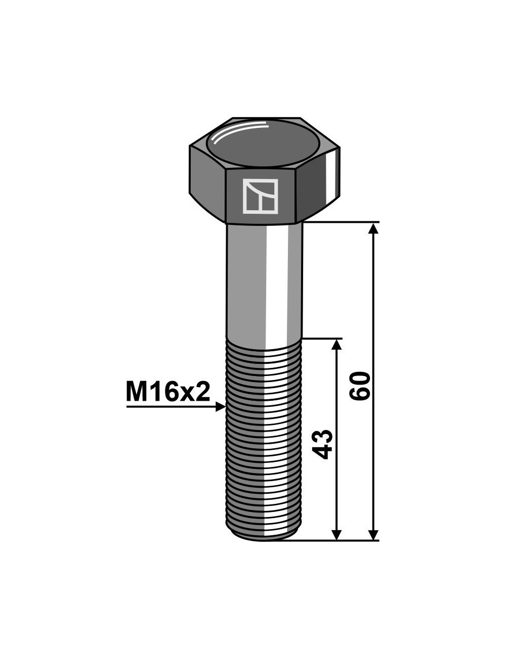 Boulon à tête hexagonale M16 sans écrou