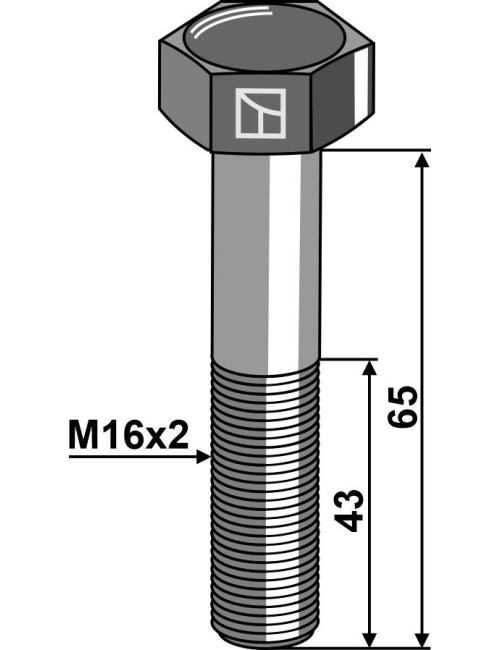 Boulon à tête hexagonale M16 sans écrou