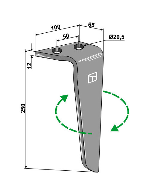 Dent pour herses rotatives, modèle droit