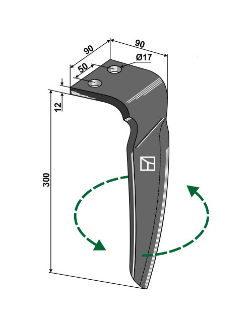 Dent pour herses rotatives, modèle gauche