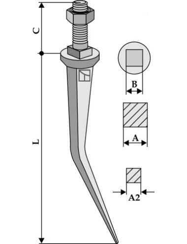 Dent de herse conique en...