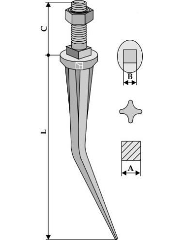 Dent de herse coniques à ailettes "étoile" de dureté naturelle courbée