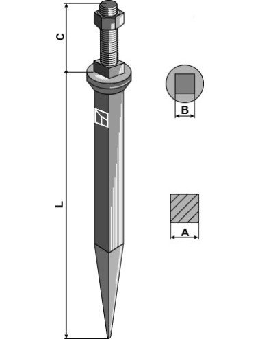 Dent de herse en acier au bore
