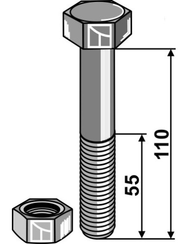 Boulon M20x2,5 - 8.8