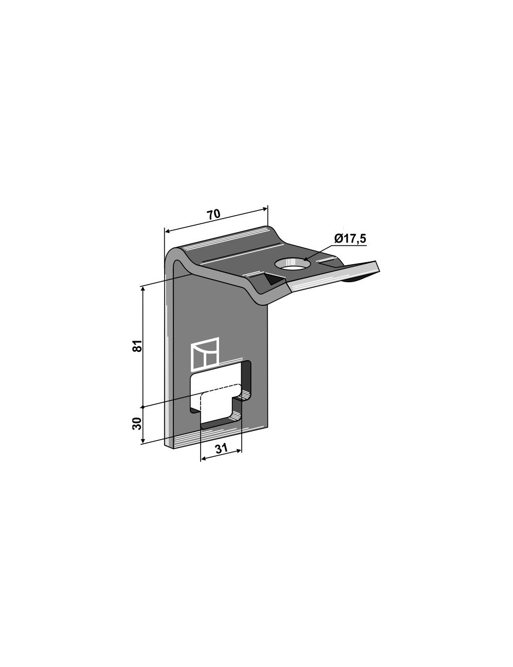 Bride de fixation pour dent 30 x 30