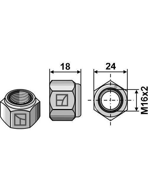 Écrou à freinage interne - M16x2