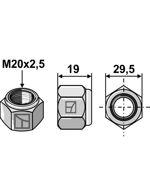 Écrou à freinage interne M20x2,5