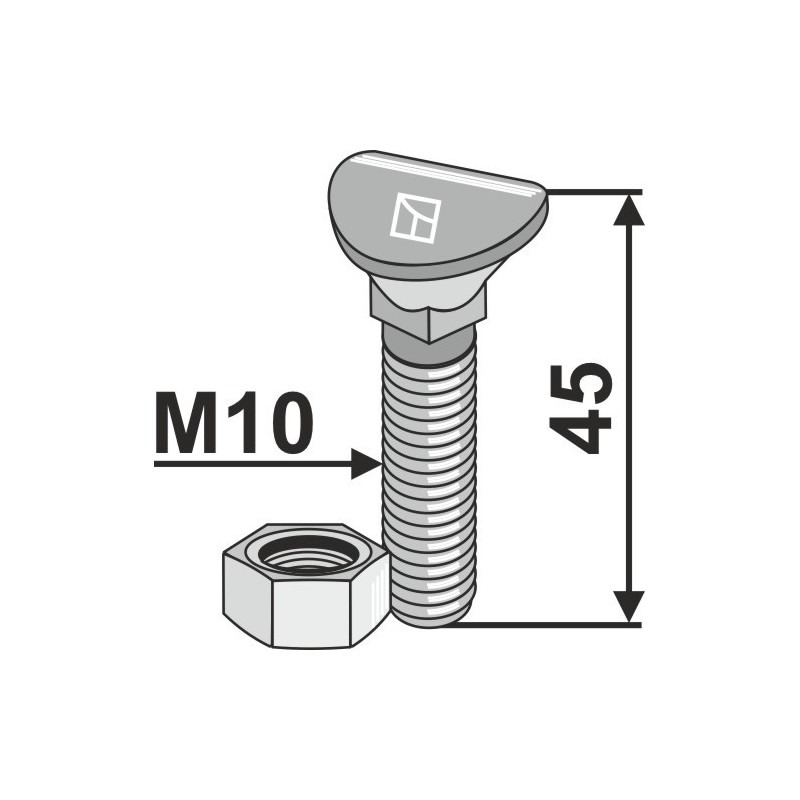 Boulon de cultivateur - M10x45 - 10.9