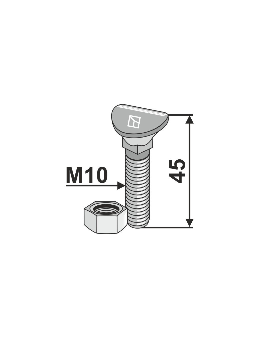 Boulon de cultivateur - M10x45 - 10.9