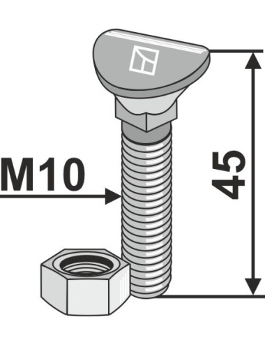 Boulon de cultivateur - M10x45 - 8.8
