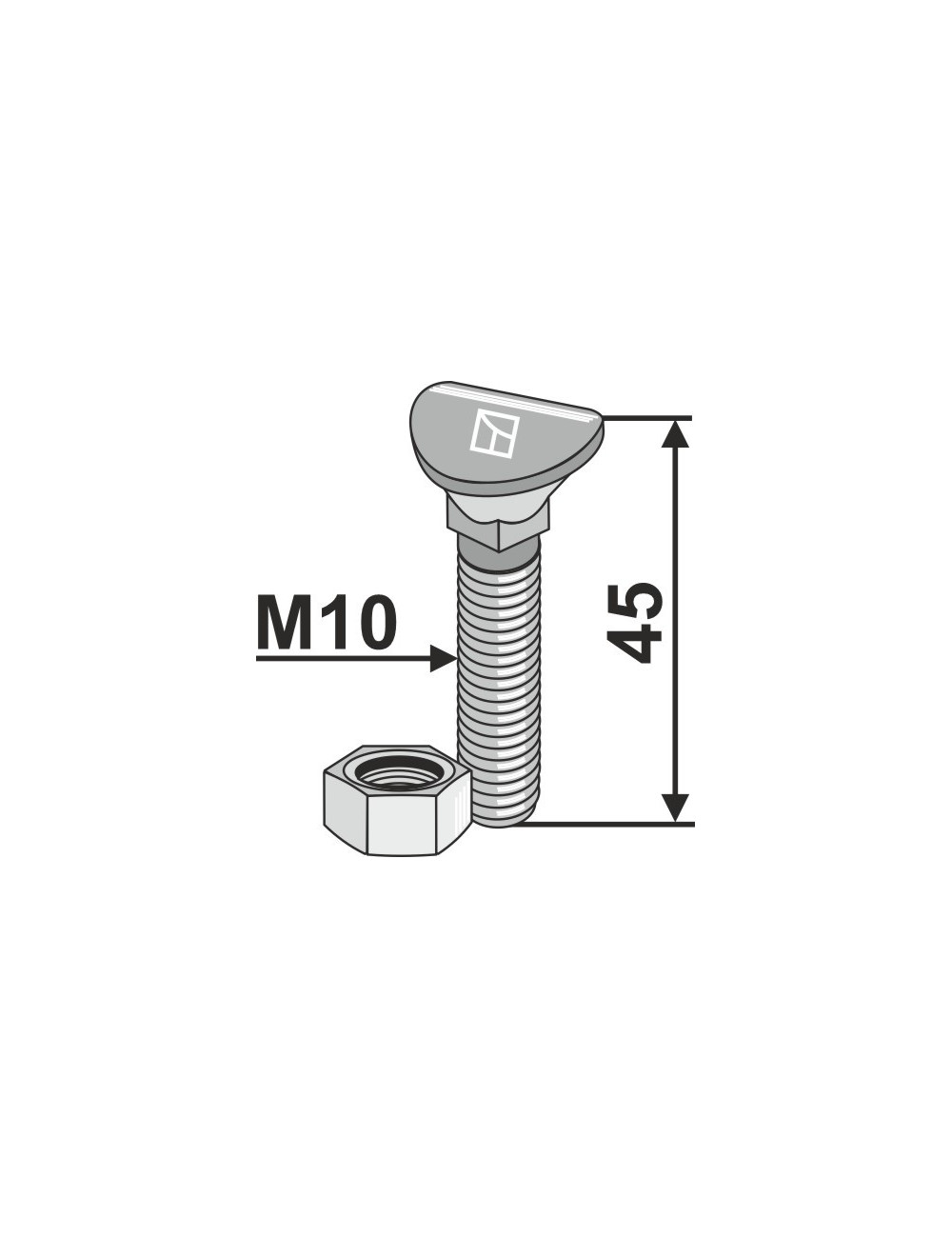 Boulon de cultivateur - M10x45 - 8.8