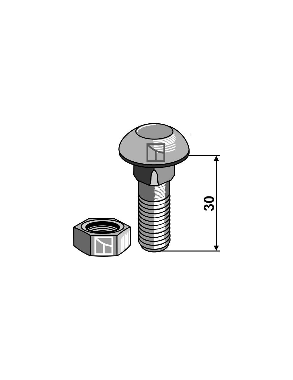 Boulon - M12x1,75x30 - 10.9