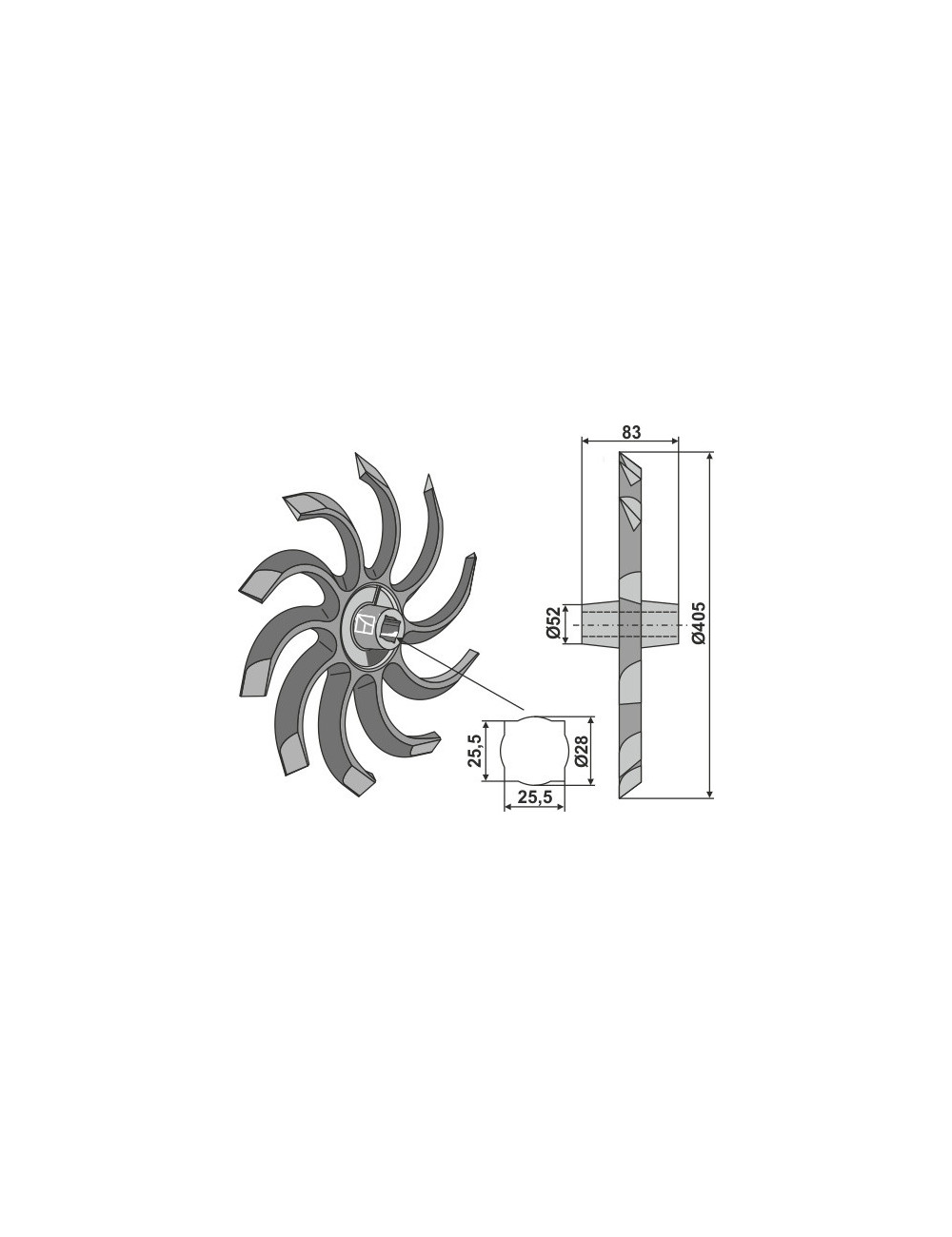Roue houe - droite