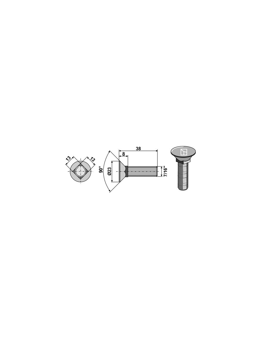 Boulon de charrue 7/16"x38