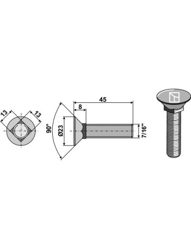 Boulon de charrue 7/16"x45