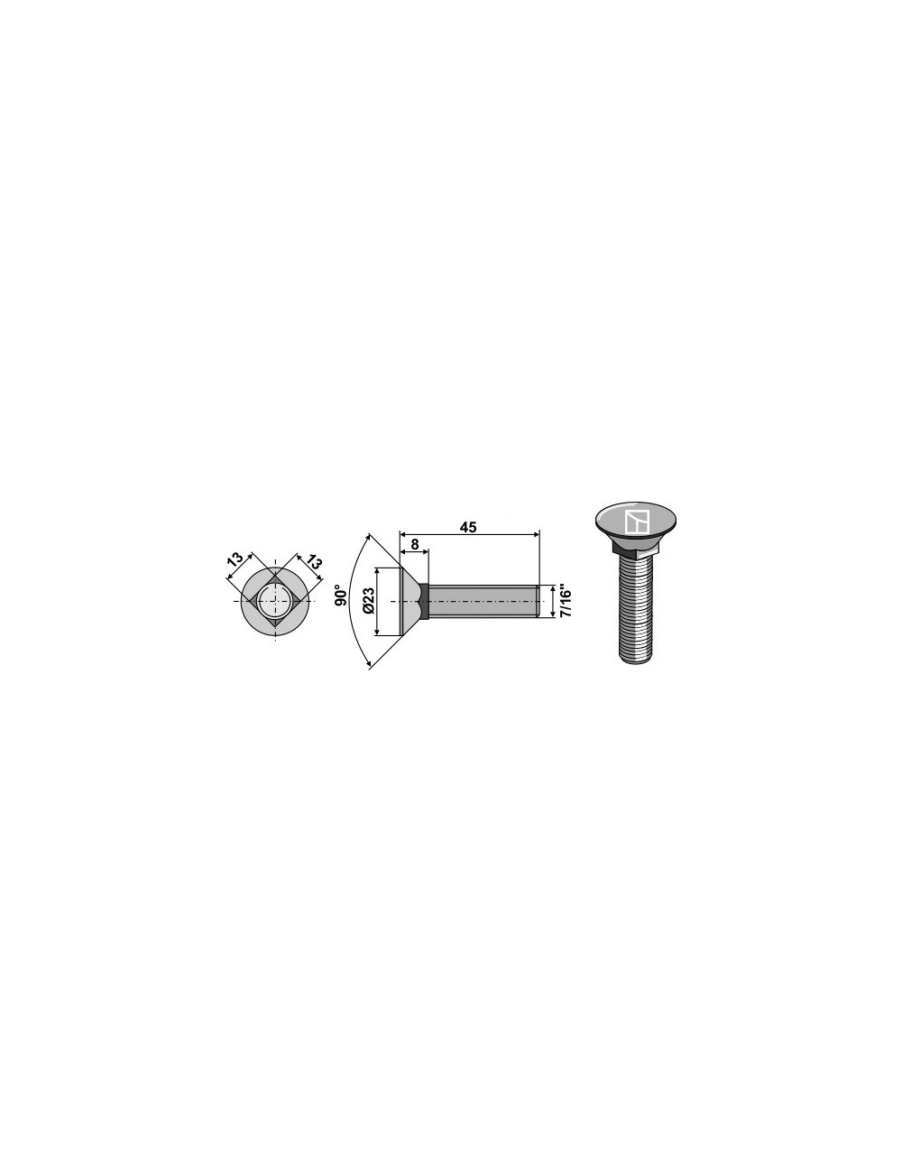 Boulon de charrue 7/16"x45